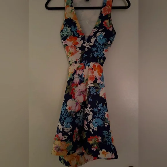 Windsor Floral Mini Dress - Blue and Pink Floral - Picture 1 of 4